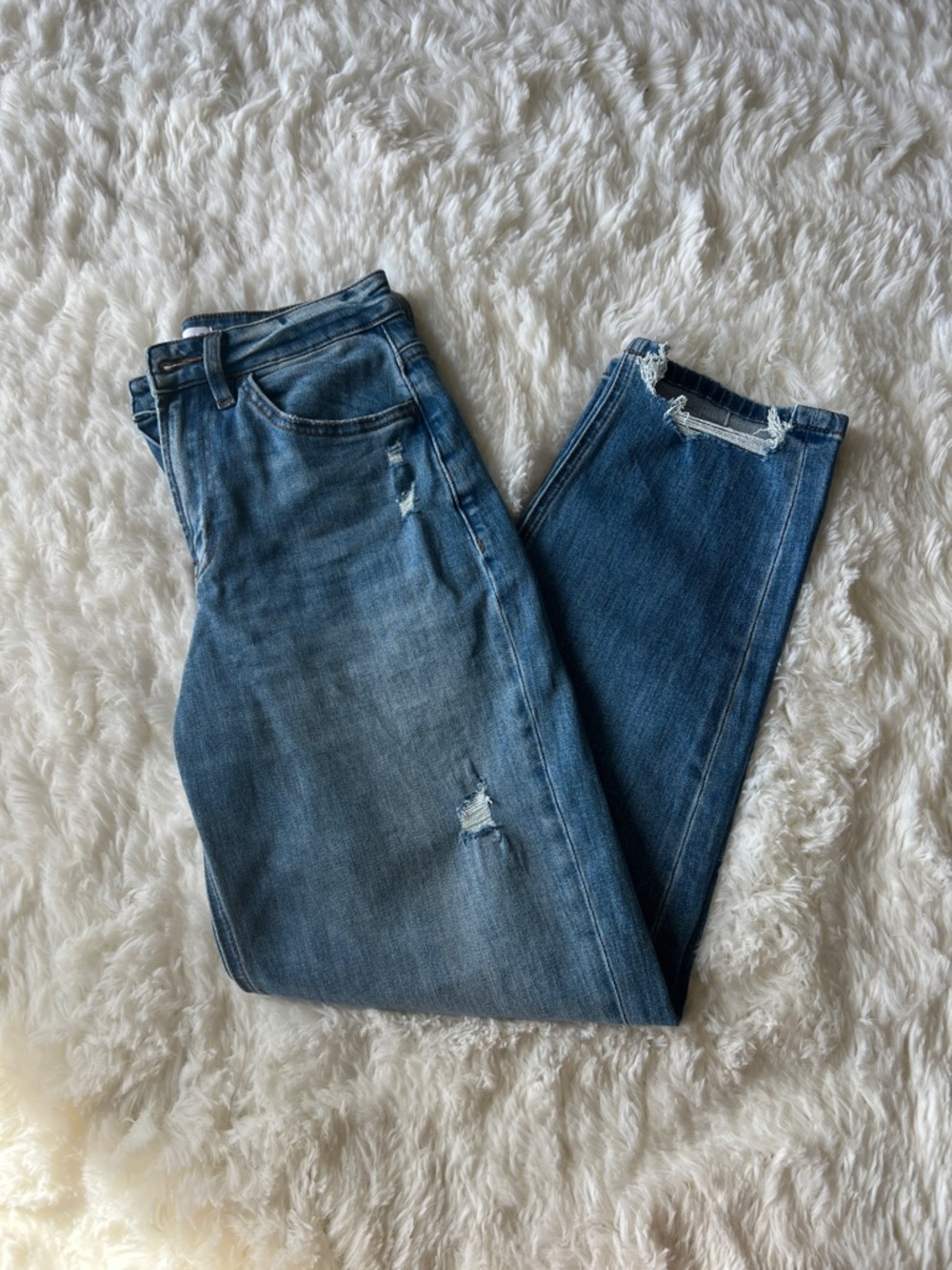 Flying Monkey Midwash Straight Leg Distressed Jeans